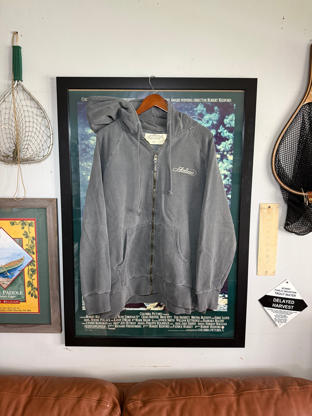 Vintage Slate Zip-Up Hoodie